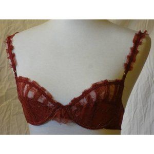 ELLE MACPHERSON Boudoir Lace Demi Underwire Bra Burgundy Red 32C NEW